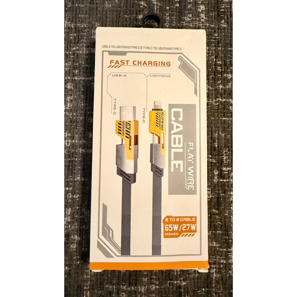 4-in-1 Flat Wire Charging Cable 1M NEW 65W USB-C Lightning Multi Port